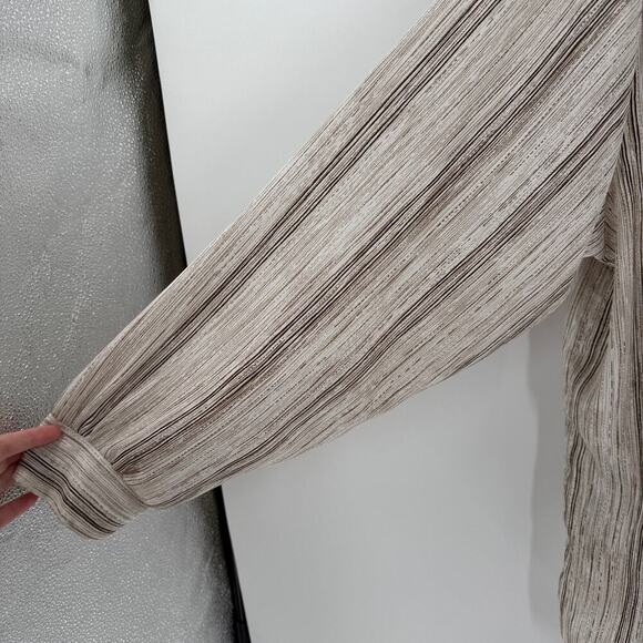 Vintage RUSS USA Brown & Cream Stripe Tie Neck Button Up Blouse Size 12 - Picture 5 of 13